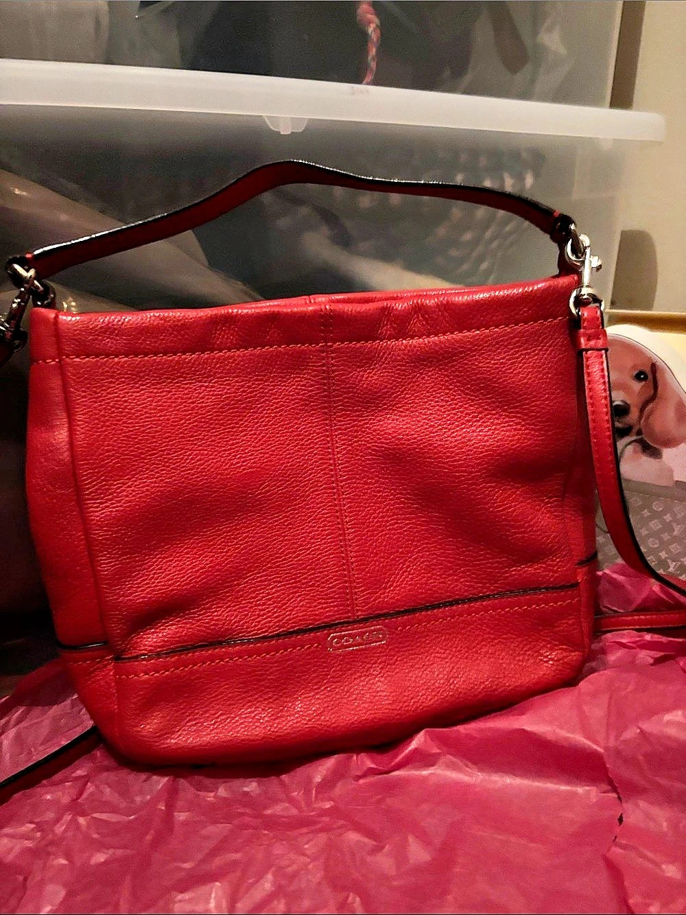 Coach Red Leather Shoulder Bag